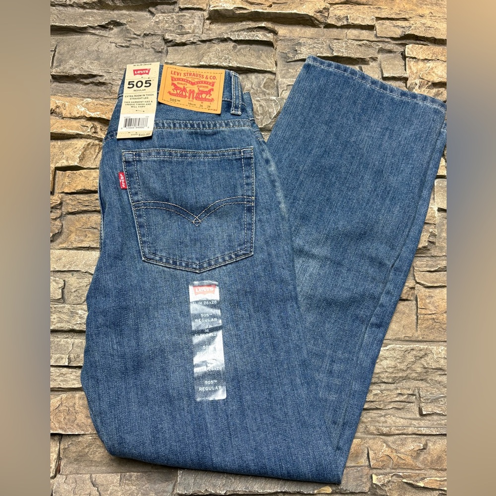 Levi’s 505 Boys 16 Slim 26x28 Blue Jeans NWT